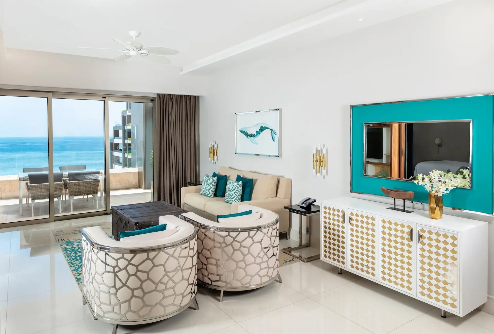 Stylish Living Area with Sofa Bed